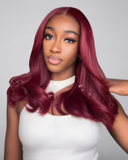 Arabella 6x5 invisible knots Glueless Burgundy Straight Wig Pre-cut Lace Beginner Friendly