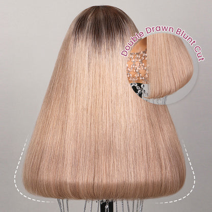 Arabella 6x5 invisible knots Glueless Ash Blonde Ombre Colored Wig Straight Bob Wig Pre-cut Lace Beginner Friendly
