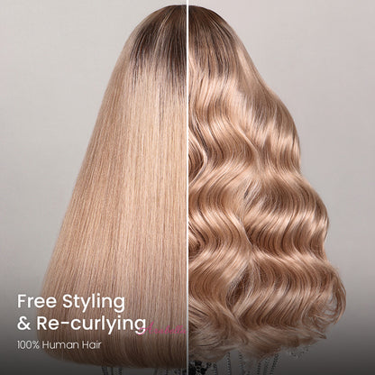 Arabella 6x5 invisible knots Glueless Ash Blonde Ombre Colored Wig Straight Bob Wig Pre-cut Lace Beginner Friendly