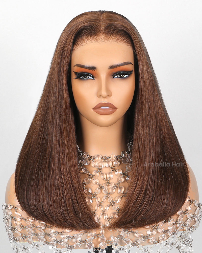 【BOGO】Limited Design Dark Brown Colored Straight Glueless 6x5 Pre-Cut Lace Human Hair Wigs