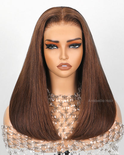 【BOGO】Limited Design Dark Brown Colored Straight Glueless 6x5 Pre-Cut Lace Human Hair Wigs