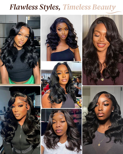 Arabella 6x5 invisible knots Glueless Loose Body Wave Wig Pre-cut Lace Natural Black Beginner Friendly