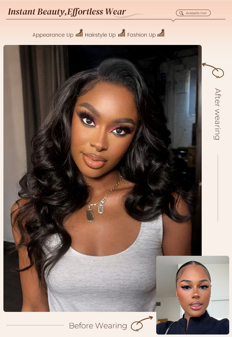 Before and After Wearing Salon Grade Wig on Woman