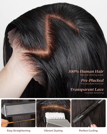 Arabella 6x5 invisible knots Glueless Loose Wave Bob Wig Pre-cut Lace Ombre Platinum Blonde Balayage Highlights Beginner Friendly