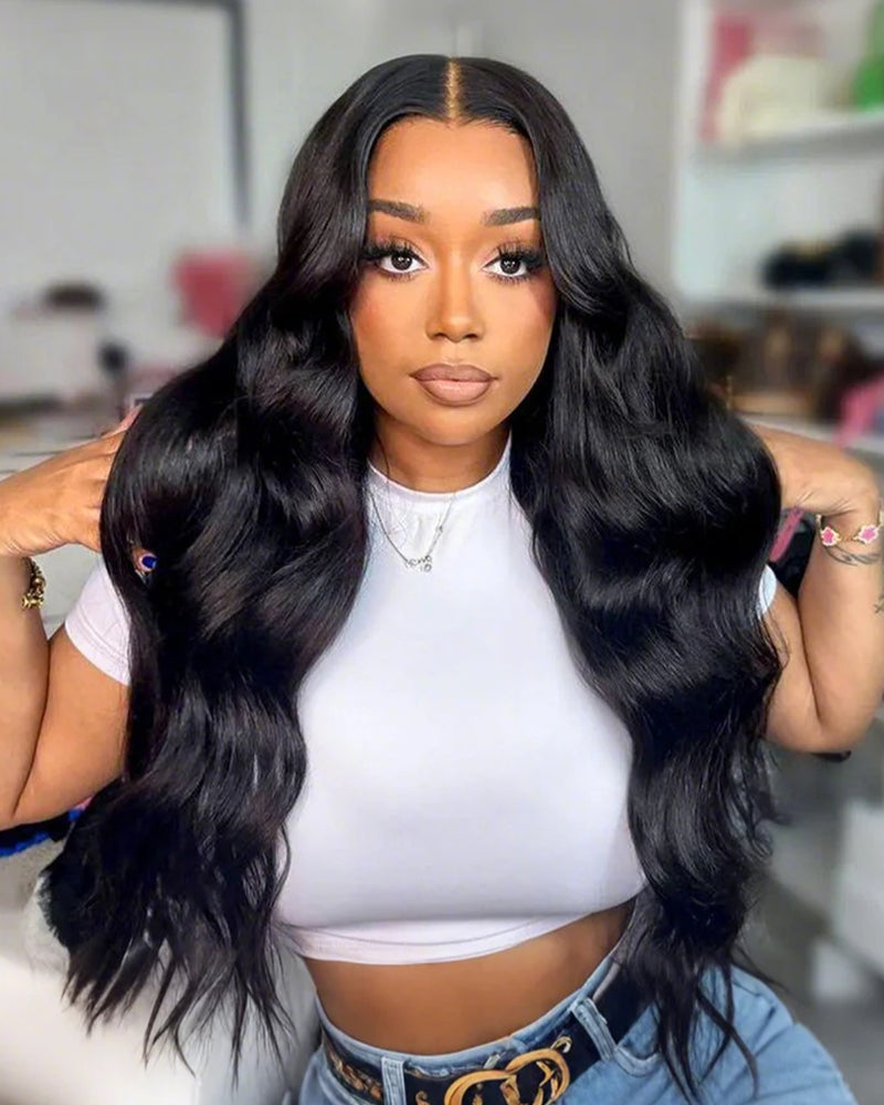 Arabella 13x6 Three-Go™ Glueless Wig Body Wave With Drawstring Natural Black 100% Human Hair Wig