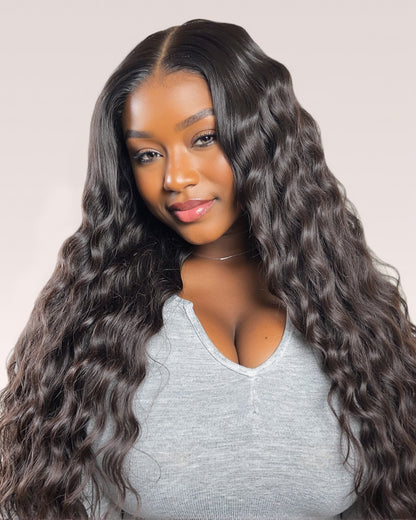 000Arabella 6x5 invisible knots Glueless Bohemian Curl Wig Pre-cut Lace Natural Black Beginner Friendly