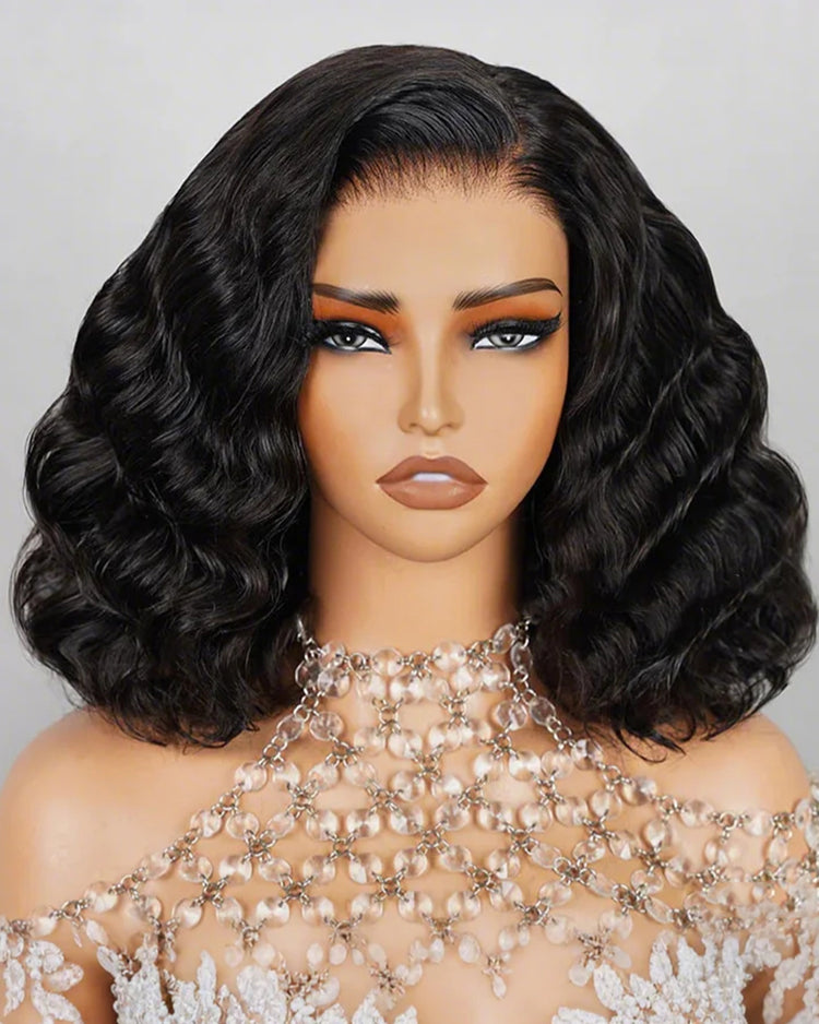 【BOGO】Natural Wave Natural Black Bob Style Glueless 6x5 Lace/6x6 Lace Human Hair Wig