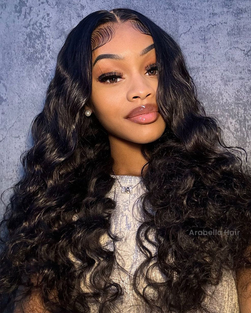 Arabella 6x5/13x4 Lace Glueless Natural Loose Deep Wave Wig Pre-cut Lace Natural Black Beginner Friendly