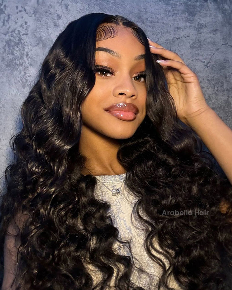 Arabella 6x5/13x4 Lace Glueless Natural Loose Deep Wave Wig Pre-cut Lace Natural Black Beginner Friendly