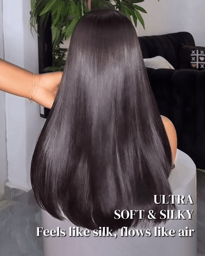 Arabella 6x5 Invisible Knots Glueless &amp; 13x4 Frontal Lace Silky Straight Wig Pre-cut Lace Natural Black Beginner Friendly