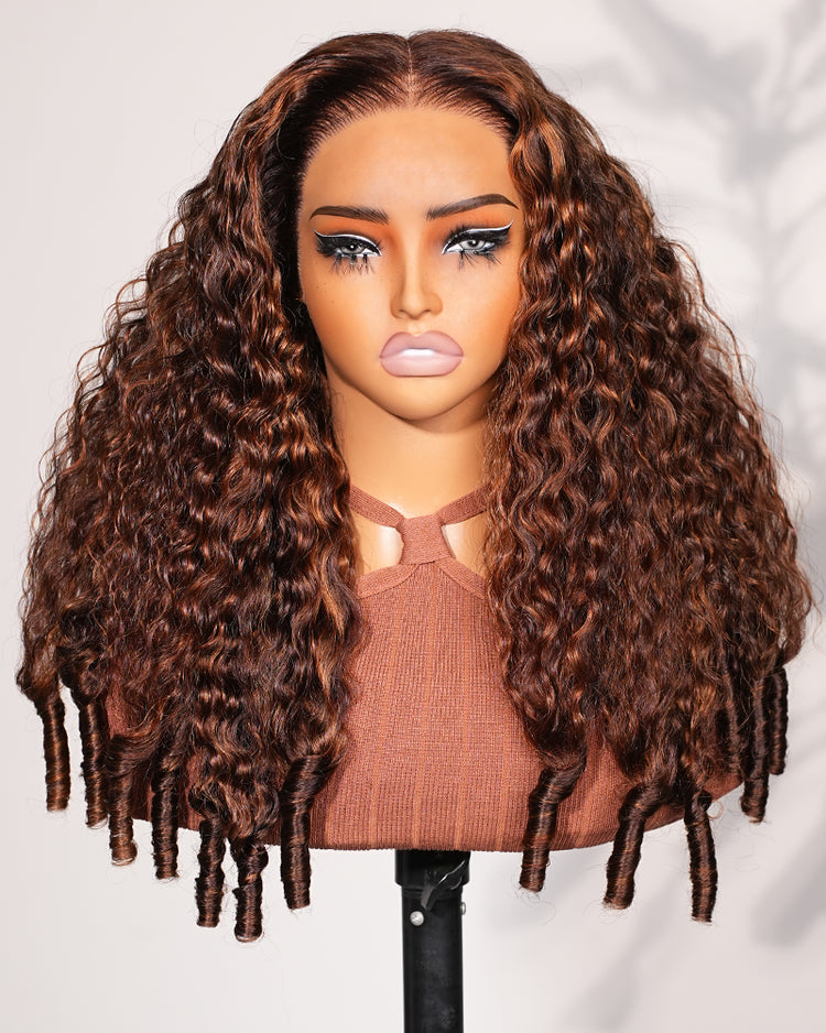 13x6 lace highlights brown wig with finger coil wig sale arabella hair