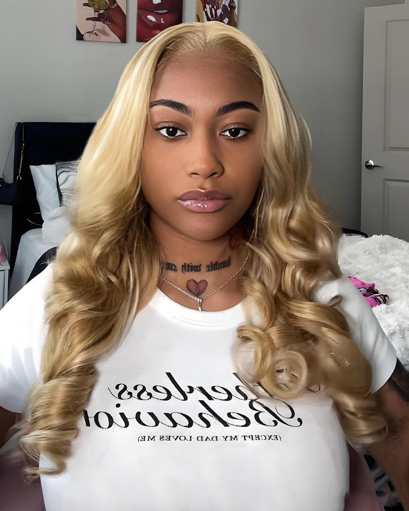 Arabella 13x6 Three-Go™ Blonde Khaki Highlight Glueless Loose Body Wave With Drawstring 100% Human Hair Wig