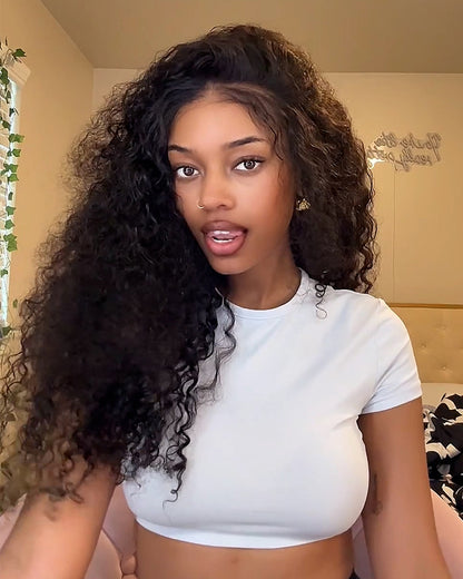 Arabella 13x6 Three-Go™ Glueless Wig Jerry Curly With Drawstring Natural Black 100% Human Hair Wig