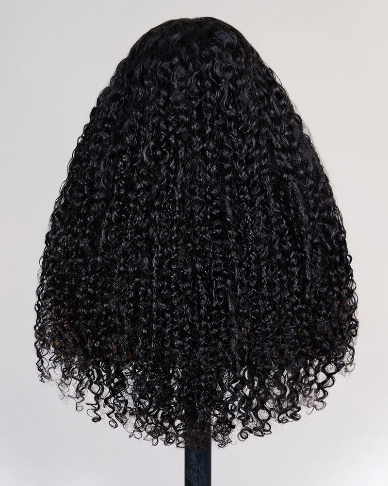 Arabella 13x6 Three-Go™ Glueless Wig Jerry Curly With Drawstring Natural Black 100% Human Hair Wig