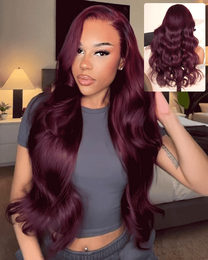 Arabella 13x6 Three-Go™ Dark Plum Glueless Wig Body Wave With Drawstring 100% Human Hair Wig