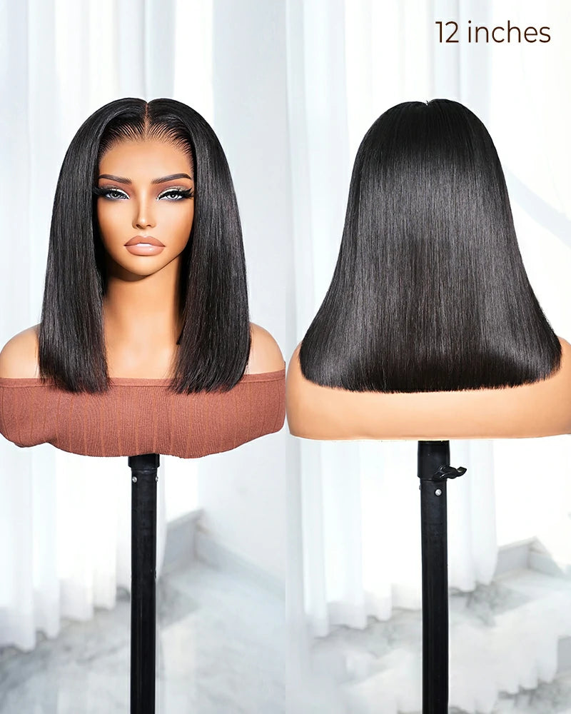 Arabella 13x6 Three-Go™ 250% High Density Straight Bob Invisible Knots Natural Black Glueless Beginner Friendly