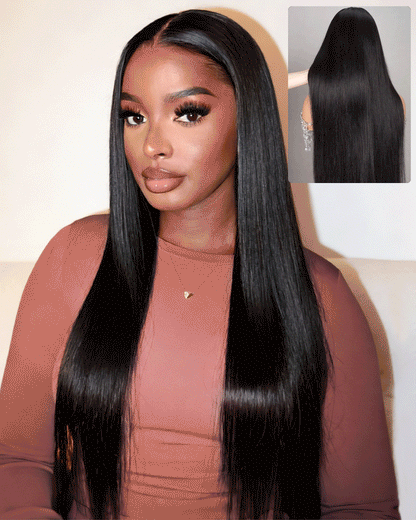 Arabella 13x6 Three-Go™ Glueless Wig Silky Straight With Drawstring Natural Black 100% Human Hair Wig