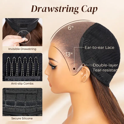 Arabella Honey Blonde Highlighted Balayage 13x6 Glueless Wig Dark Roots Loose Body Wave 100% Human Hair Pre-Cut Beginner Friendly Lace Frontal Wig