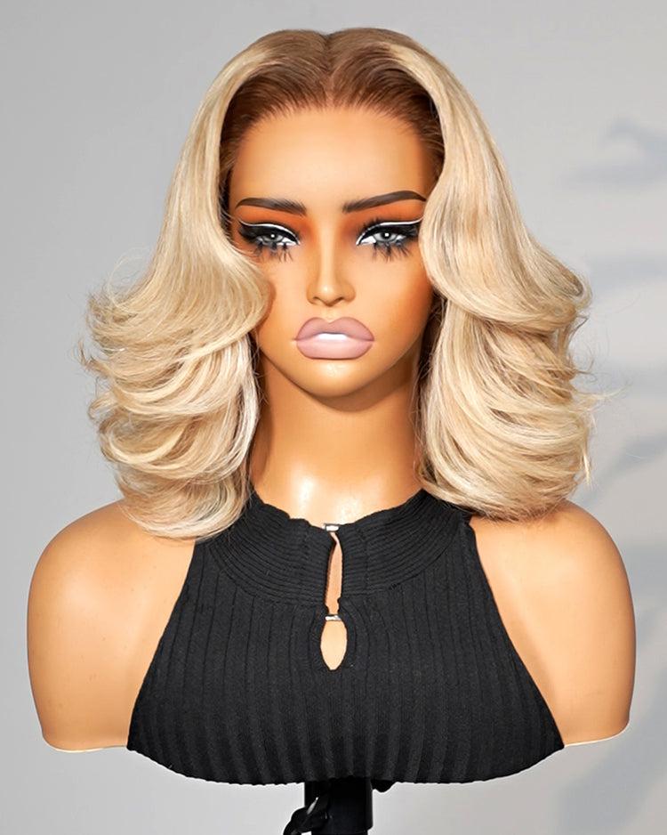 Arabella 6x5 invisible knots Glueless Loose Body Wave Bob Wig Pre-cut Lace Brown Blonde Ombre Beginner Friendly