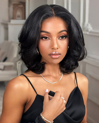 Arabella 6x5 invisible knots Glueless Loose Wave Bob Wig Pre-cut Lace Natural Black Beginner Friendly