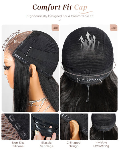 Arabella 6x5 invisible knots Glueless Loose Wave Bob Wig Pre-cut Lace Natural Black Beginner Friendly