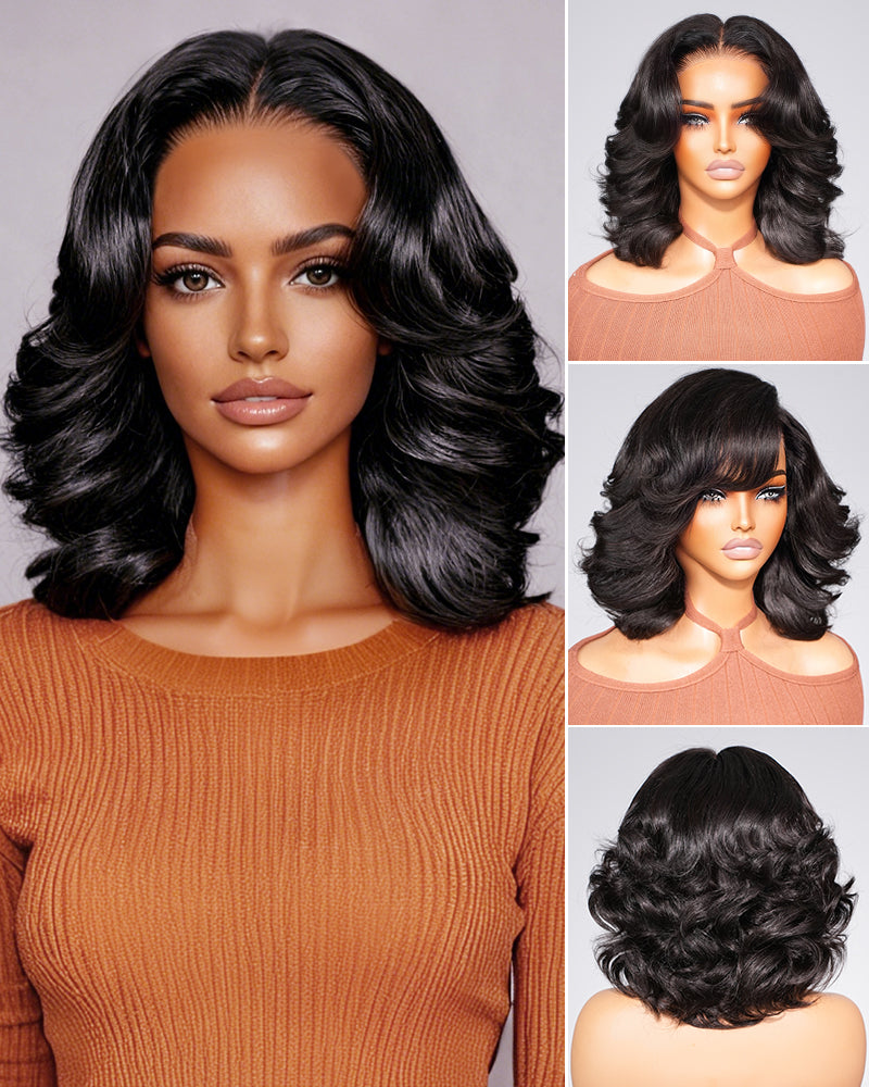 Arabella 6x5 invisible knots Glueless Loose Wave Bob Wig Pre-cut Lace Natural Black Beginner Friendly