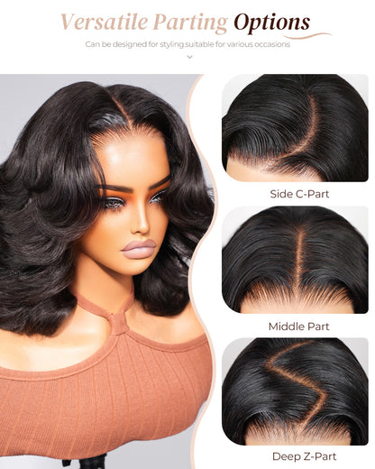 Arabella 6x5 invisible knots Glueless Loose Wave Bob Wig Pre-cut Lace Natural Black Beginner Friendly