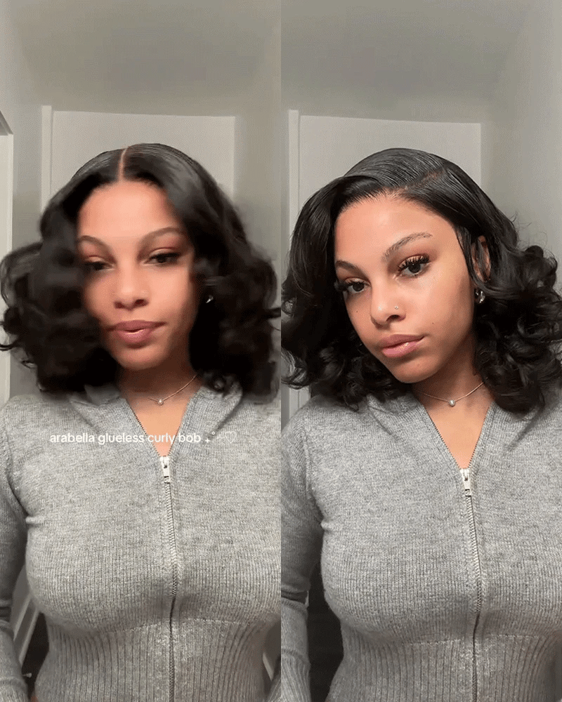 Arabella 6x5 invisible knots Glueless Loose Wave Bob Wig Pre-cut Lace Natural Black Beginner Friendly