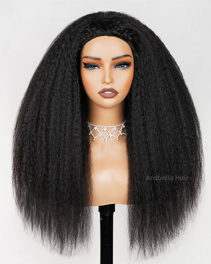 Arabella 3 In 1 Half Wig Glueless Yaki Straight Wig Invisi Drawstring Natural Black Endless Protective Styles