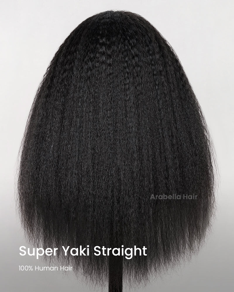 Arabella 3 In 1 Half Wig Glueless Yaki Straight Wig Invisi Drawstring Natural Black Endless Protective Styles