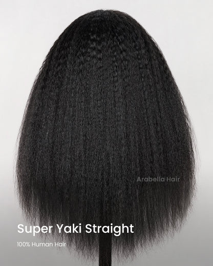 Arabella 3 In 1 Half Wig Glueless Yaki Straight Wig Invisi Drawstring Natural Black Endless Protective Styles
