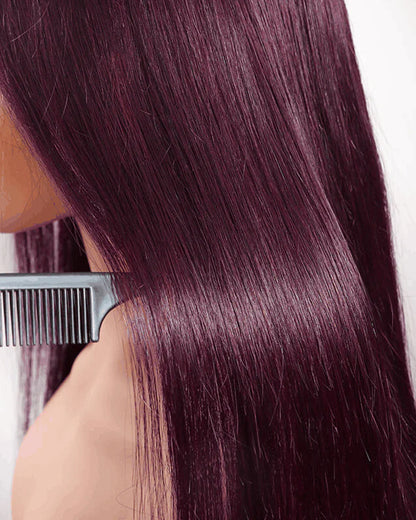 Arabella 6x5/13x4 Lace Glueless Dark Plum Straight Wig Pre-cut Lace Beginner Friendly