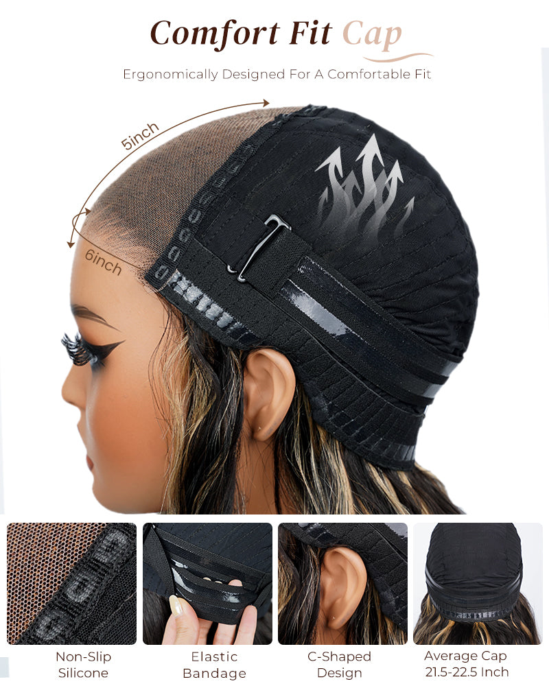 000Arabella 6x5 invisible knots Glueless Balayage Highlight Colored Wig Loose Deep Wave Wig Pre-cut Lace Beginner Friendly