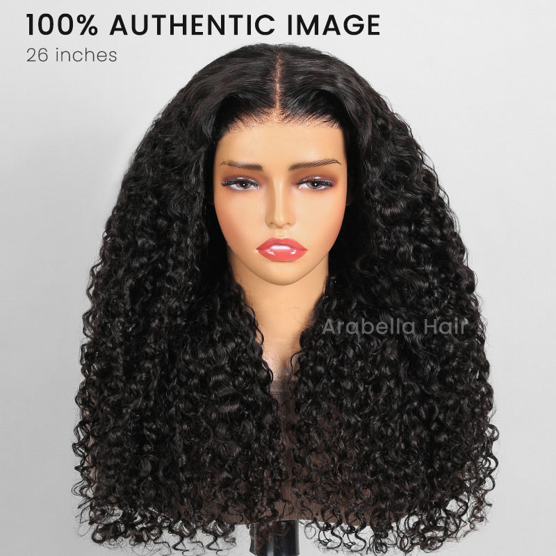 Arabella 6x5 Invisible Knots Glueless Deep Curly Wig Pre-cut Lace Natural Black Beginner Friendly
