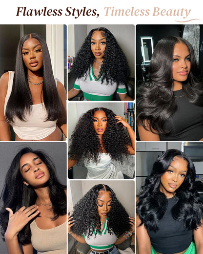 Collage of Models Wearing Black Wig