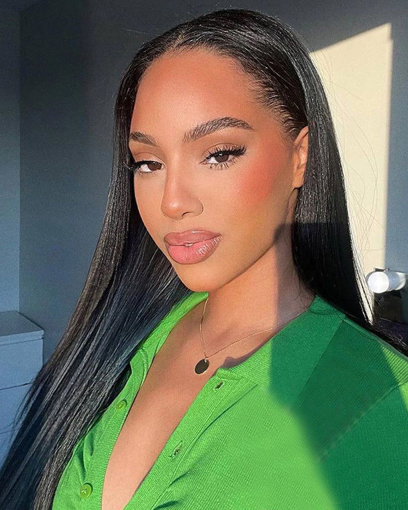 Arabella 6 Inches Deep Part Silky Straight Wig Middle Part Natural Black 100% Human Hair Wig