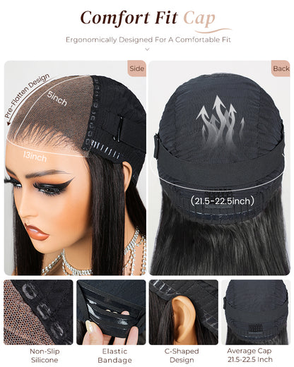 【BOGO】Spring Curly Natural Black Layered Short Bob 6x5 Pre-Cut Lace Human Hair Wig