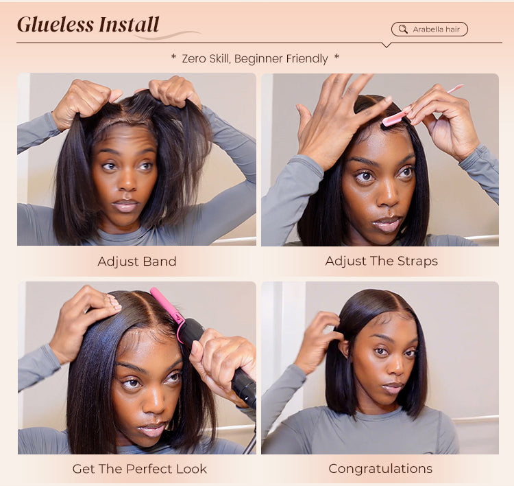 Steps to Install Black Bob Wig
