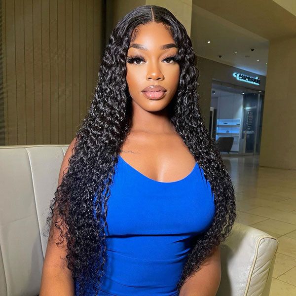 Arabella 【30" Super Sale】 6x5 Invisible Knots Glueless &amp; 13x4 Lace Front Pre-Bleached Knots Natural Black Body Wave/Straight/Curly Human Hair Wig Water Wave