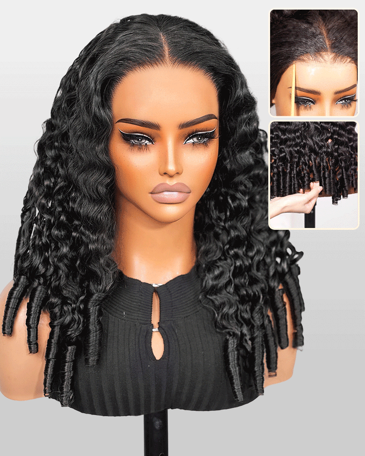 Arabella 3D Lace Half Wig Burmese Curly Wig Natural Black Breathable &amp; Security Burmese Curly