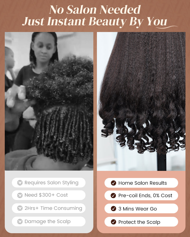 Yaki Straight With Finger Coil Ends Wig