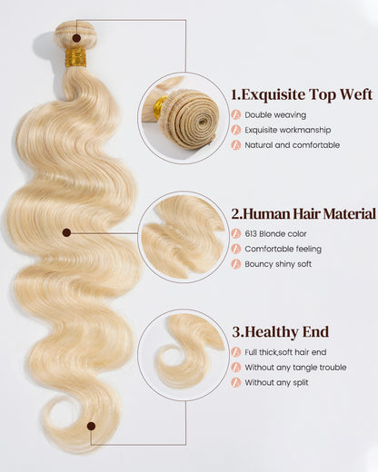 Arabella Hair Bundle 613 Blonde Body Wave 10A 2
