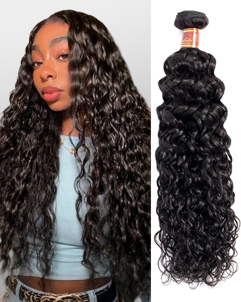 Woman with Water Wave Hair Bundle