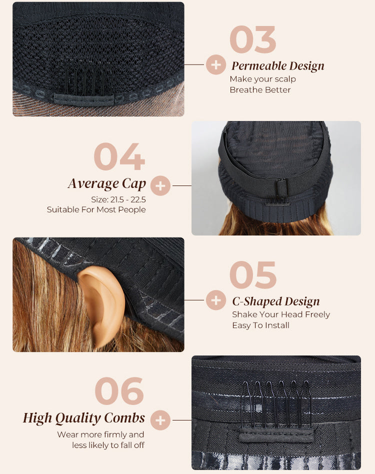 Black Hair Cap with Features Highlighted