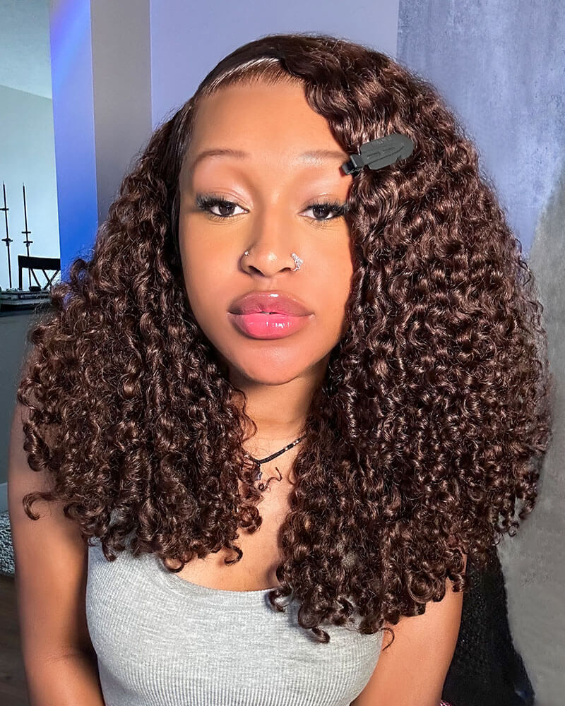 Arabella 13x6 Three-Go™ Chocolate Brown Glueless Wig Water Wave With Drawstring 100% Human Hair Wig