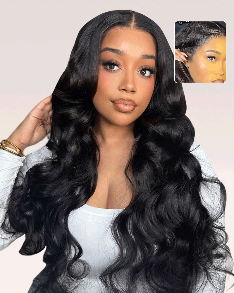 【Flash Sale】Arabella 13x6 Three-Go™ Glueless Wig 20" Body Wave With Drawstring Natural Black 100% Human Hair Wig