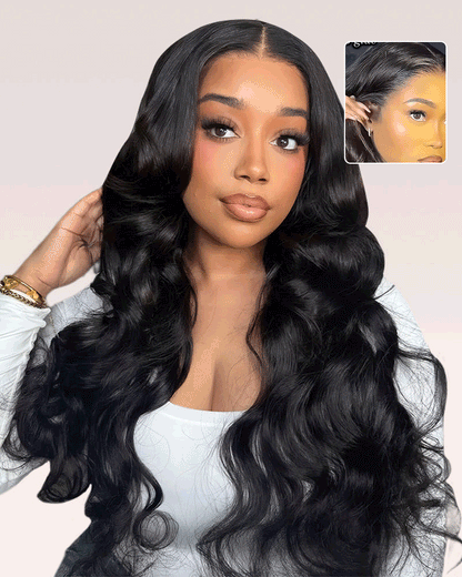 【Flash Sale】Arabella 13x6 Three-Go™ Glueless Wig 20" Body Wave With Drawstring Natural Black 100% Human Hair Wig