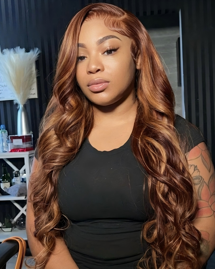 【Subscriber Deal】Dark Brown With Highlight Colored Body Wave 13x4 Lace Front Human Hair Wigs