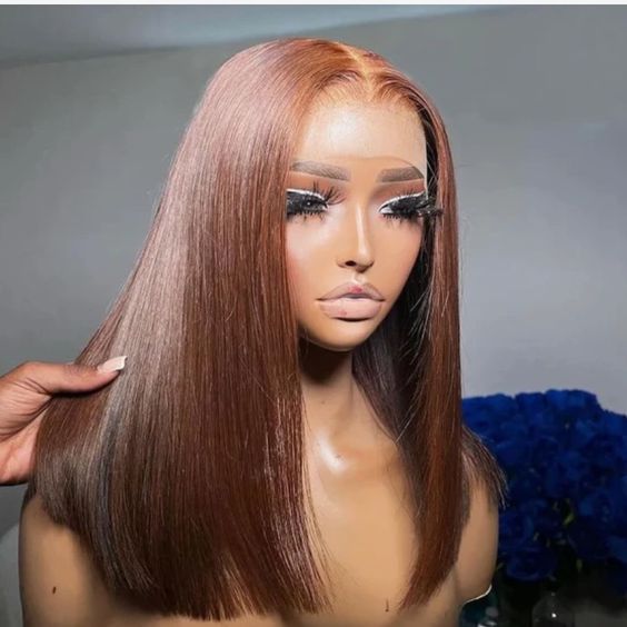 Arabella 6x5 invisible knots Glueless &amp; 13x4 lace Chocolate Brown Straight Bob Wig Pre-cut Lace Beginner Friendly