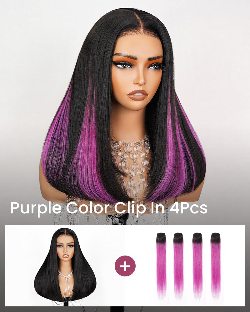 Arabella Clip-IN 4 Pcs Multi-Color Hair Clips For Infinite Styles Purple Items ships only with your hair orders!